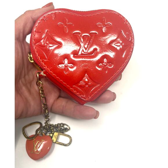 Louis Vuitton Vernis Coeur Heart Coin Purse Orange Sunset Monogram Vernis Patent - Picture 2 of 9
